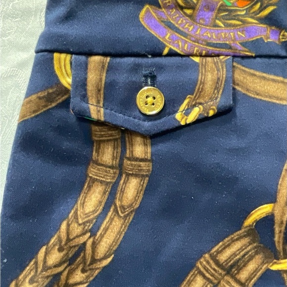 LRL Lauren Ralph Lauren Size 8 Flat Front Cotton City Shorts Navy Equestrian - Picture 4 of 10